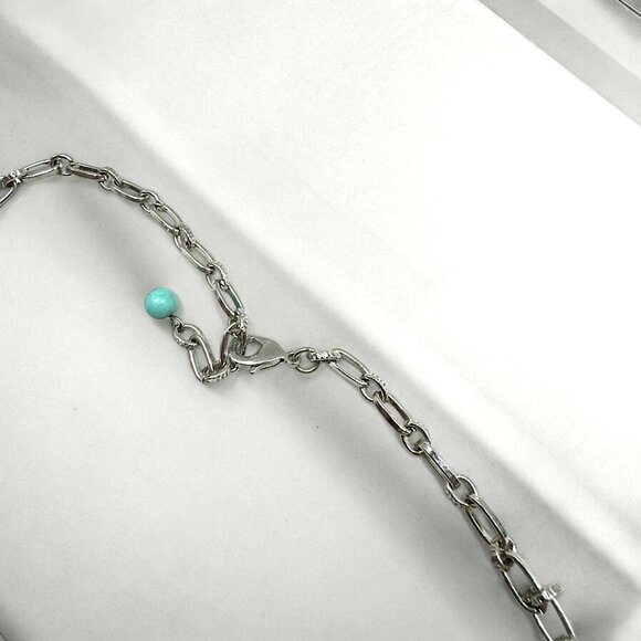 Silver Tone Long Necklace Various Stones Beads Agate Slice Fall Fashion - Picture 6 of 6